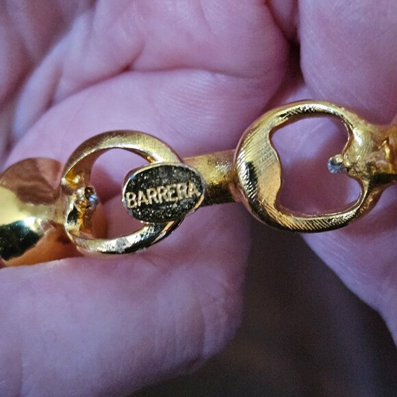 RARE VINTAGE STATEMENT JOSE MARIA BARRERA HAMMERED GOLD CRYSTAL NECKLACE STRAND - Picture 6 of 8